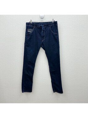 Diesel Krooley Denim Sweat Pants Pull On Drawstring Pants Dark Wash Mens Size 32